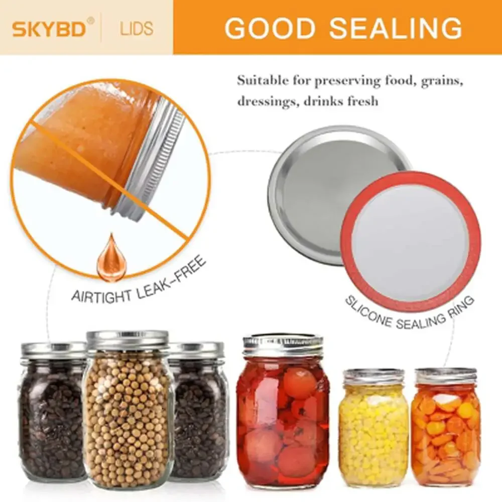 Canning Lids and Rings Set Food Grade Metal Wide Mouth for Ball Kerr Mason Jars